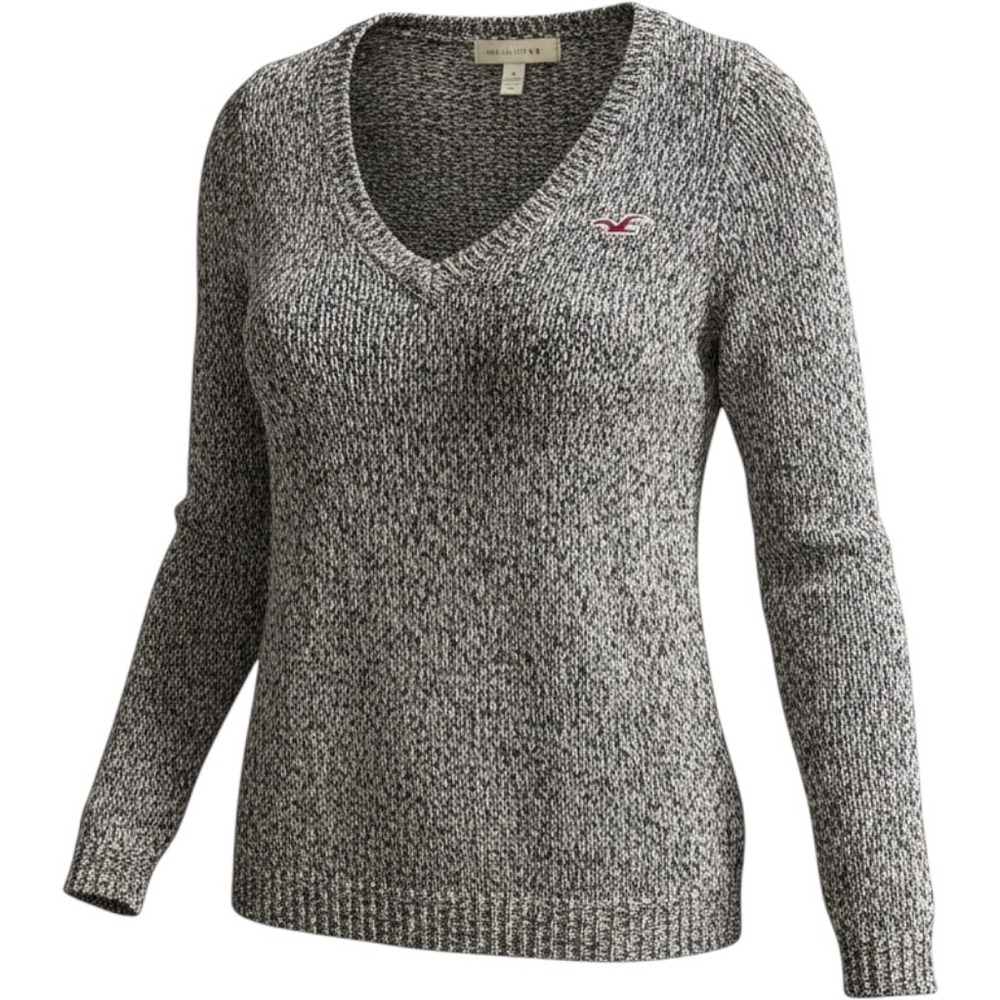 Hollister Y2K Sweater Sz S Deep V Neck Blue Open Knit Long Slim Fit Pullover